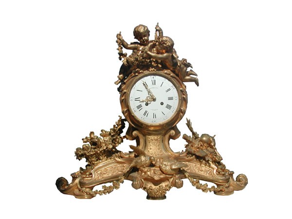 MUSEUM QUALITY GILT BRONZE CUPID CLOCK (1775)