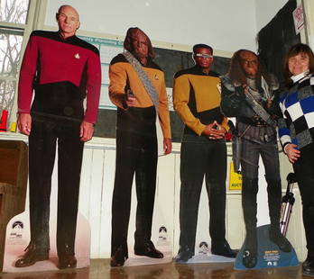 LIFESIZE CARDBOARD CUTOUTS STAR TREK CHARACTERS 4361: Set of four life-size cardboard cut outs of Star Trek characters. Size: Life-size. Material: card board