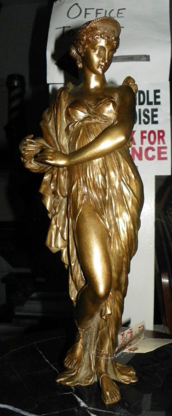 BRONZE STATUE OF PSYCHE (4010): Bronze statue of Psyche Dimensions: 17.5"H x 6"W x 5"D Age: C.1890 Material: Bronze