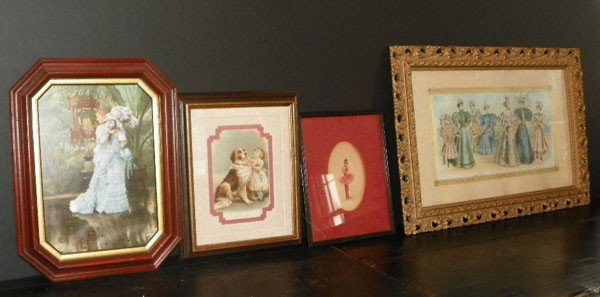 4 PRINTS LOT VICTORIAN LADYS, CHILD W/ DOG ETC 2270