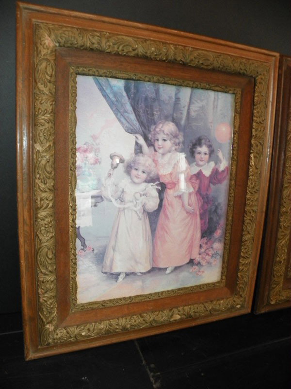3 PC LOT OF CHILDREN PRINTS W/ ANTIQUE FRAMES 2247 - 3