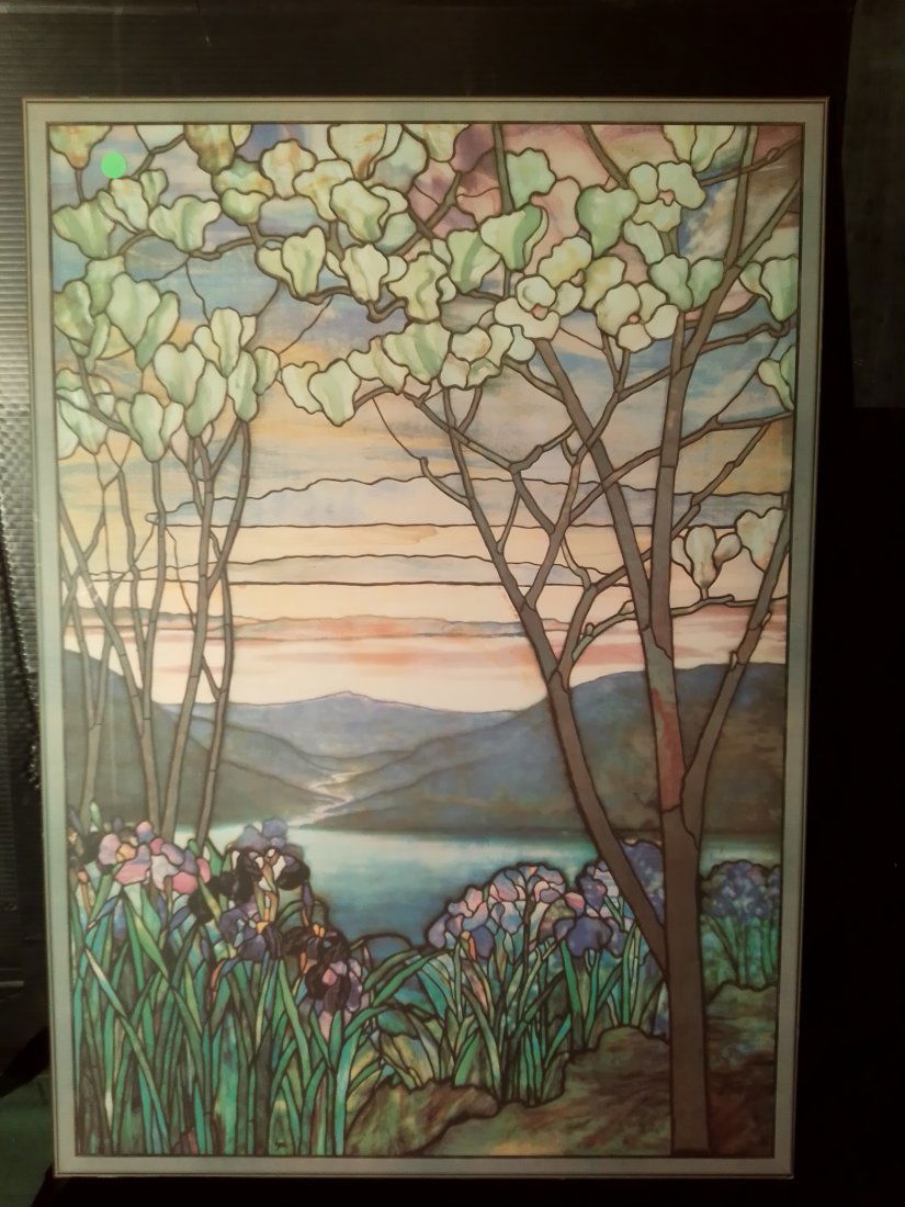 Magnolias & irises Louis comfort Tiffany panel wall hanging (1 of 6)