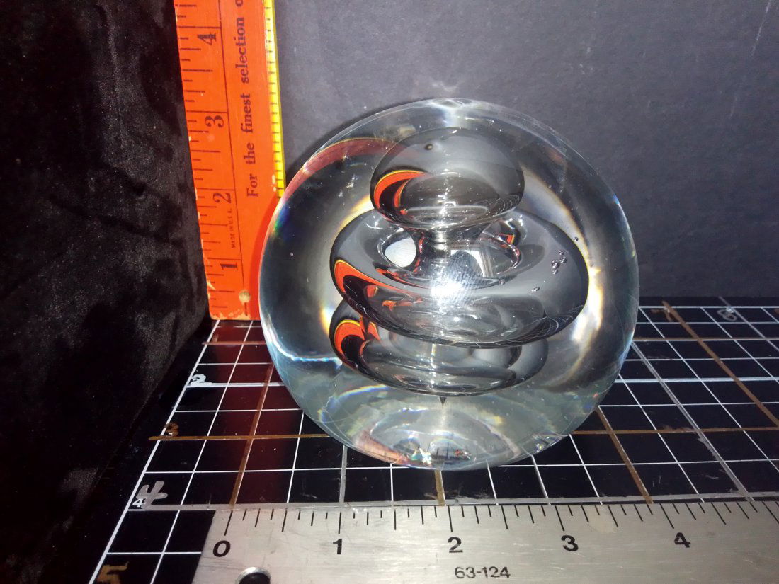 Awesome clear art glass fortune teller crystal ball paperweight ringed mushroom cloud (1 of 11)