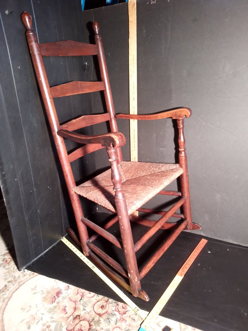 Early shaker style rocking chair with cane wicker seat porch rocker (1 of 18)