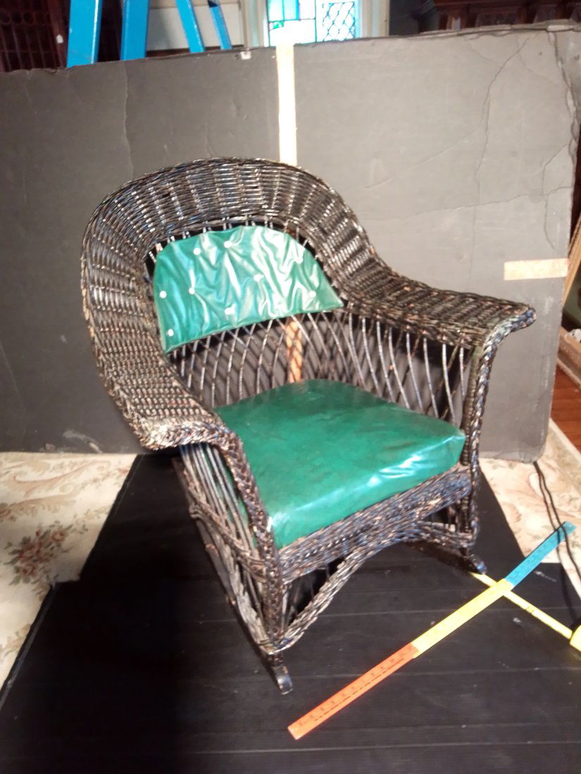 Antique 19th century wicker, rattan, cane rocking chair porch rocker (1 of 14)