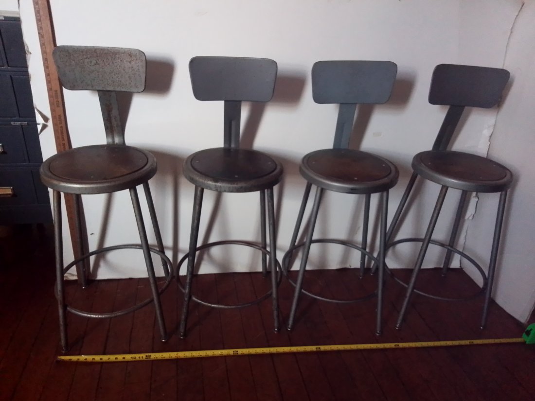 4 Vintage Edsal industrial metal stools from Buck Brothers Millbury Mass (1 of 14)