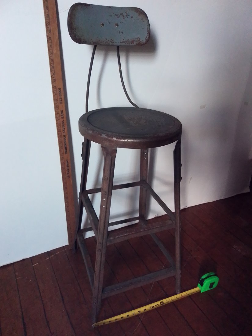 Industrial metal adjustable Hallowell stool #1232 Buck Brothers Millbury Mass (1 of 8)