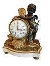 216: CAST BRONZE AND MARBLE CUPID MANTLE CLOCK 1514