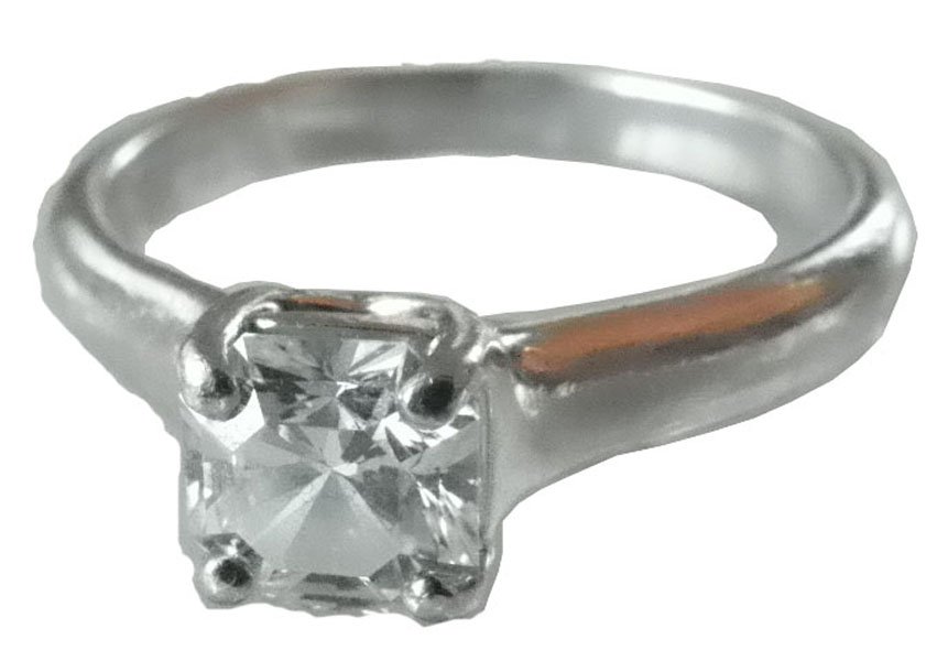 18K WHT GOLD TIFFANY .73CT DIAMOND RING 1540: 18K white gold Tiffany diamond ring with cut cornered square mixed cut. .73ct Color:f Clarity: VVS2 4.5g Size: 5.25 Engraved on the inside with the serial number, .72CT Tiffany & Co. Lucida PT 950 see