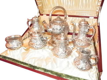 279: GORHAM 7PC STERLING TEA SET PRESENTATION CASE 4700