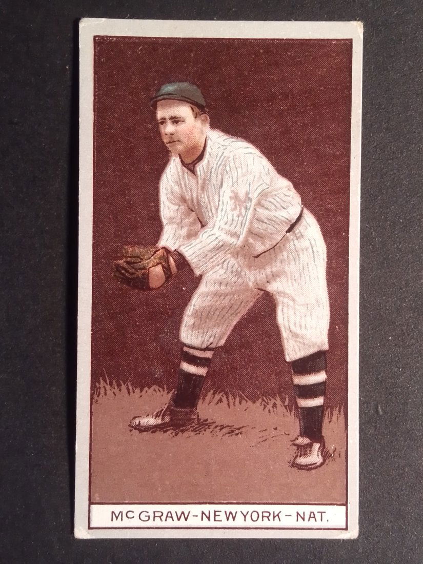 1912 T 207 Vintage baseball card, John McGraw, Hall of Fame, Brown background Recruit back (1 of 2)