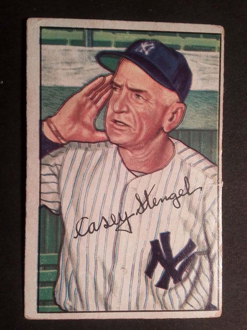 1952 Bowman #217 Casey Stengel, Hall of Fame, Vintage baseball card (1 of 2)