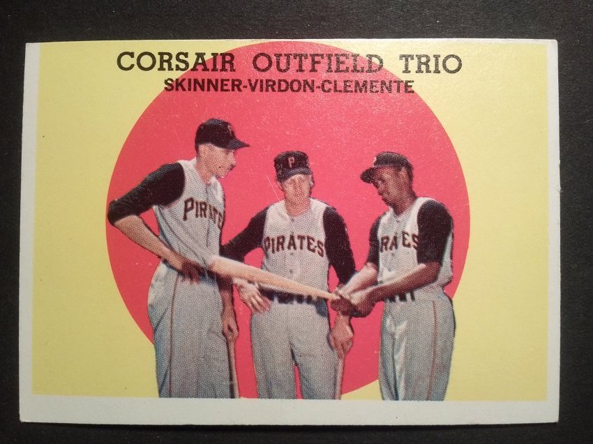1959 Topps #543 Corsair Outfield Trio, Skinner, Virgin & Clement, Vintage baseball card (1 of 2)