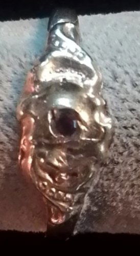 Victorian Art Nouveau floral 10 K yellow gold child's ring with purple stone, size 1 3/4 (1 of 9)