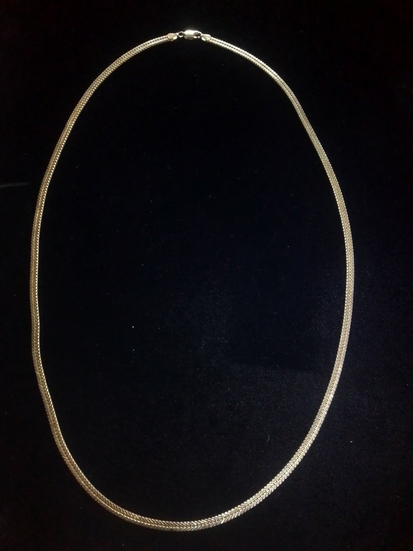 Gold over 925 Sterling herringbone necklace, HCT Italy, 30", 4 mm, .965 Troy ounces (1 of 6)