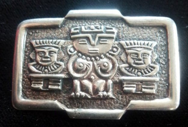 Vintage native tribal totem pin / brooch marked 900 silver 1 1/2" x 1", .29 troy ounces (1 of 6)