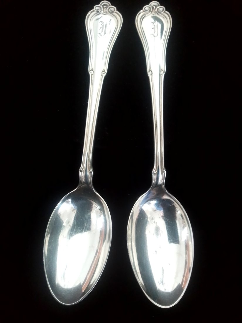 Two (2) Gorham Smith Patterson Co. Sterling table spoons, Villa Norfolk pattern, 2.31 troy  ounces (1 of 10)