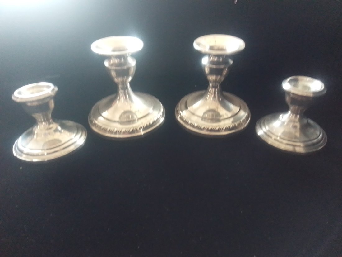 (2) Pair of vintage candlesticks, Revere silver smiths weighted sterling & silver plate on copper (1 of 16)
