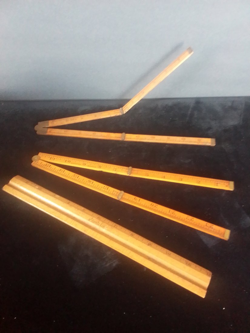 Antique No. 61, 24", USA warranted Boxwood Pat'd 12-3-18, 24" folding rulers & 12" Strateline ruler (1 of 10)