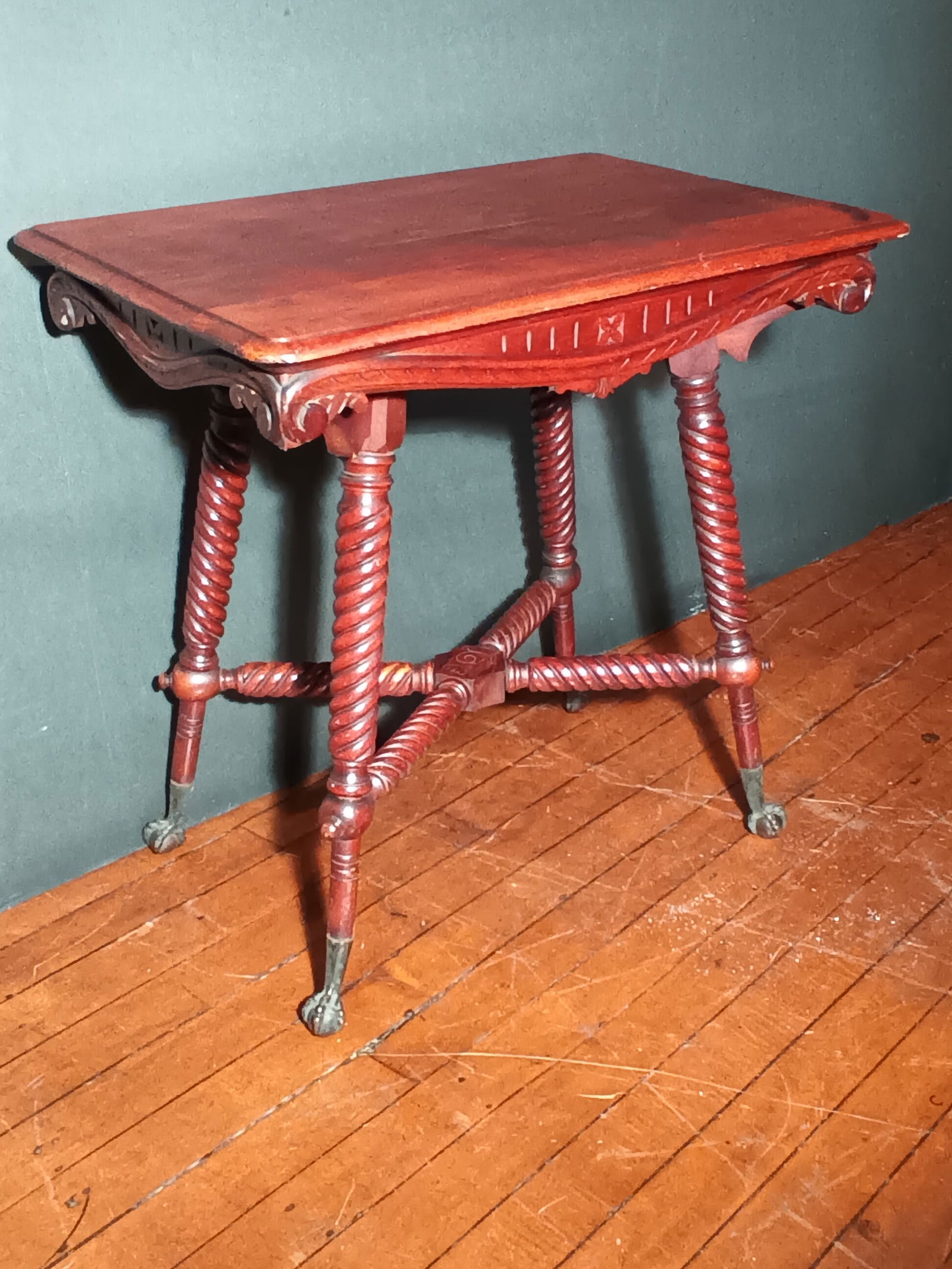 Nice Victorian Mahogany Hunzinger style center table w/ Twisted legs & Claw feet (1 of 10)