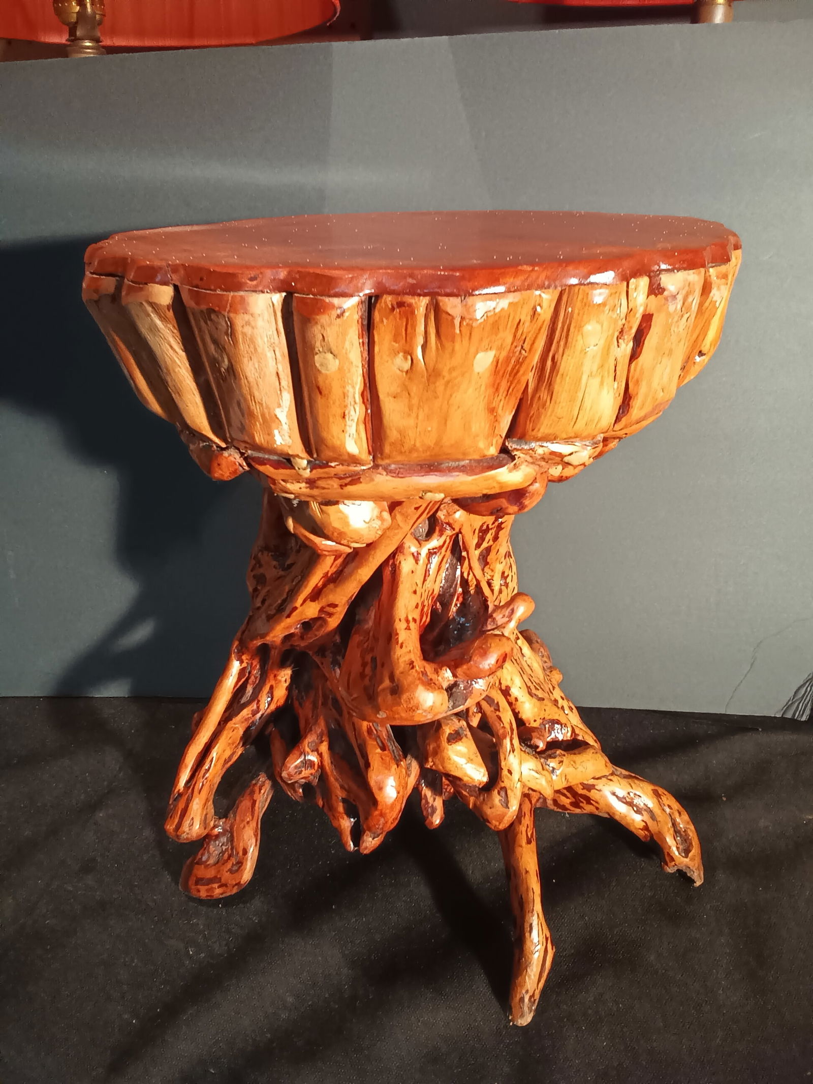 Cool Mid Century Modern teak wood root Stool, small table or plant stand - Very clean (1 of 7)