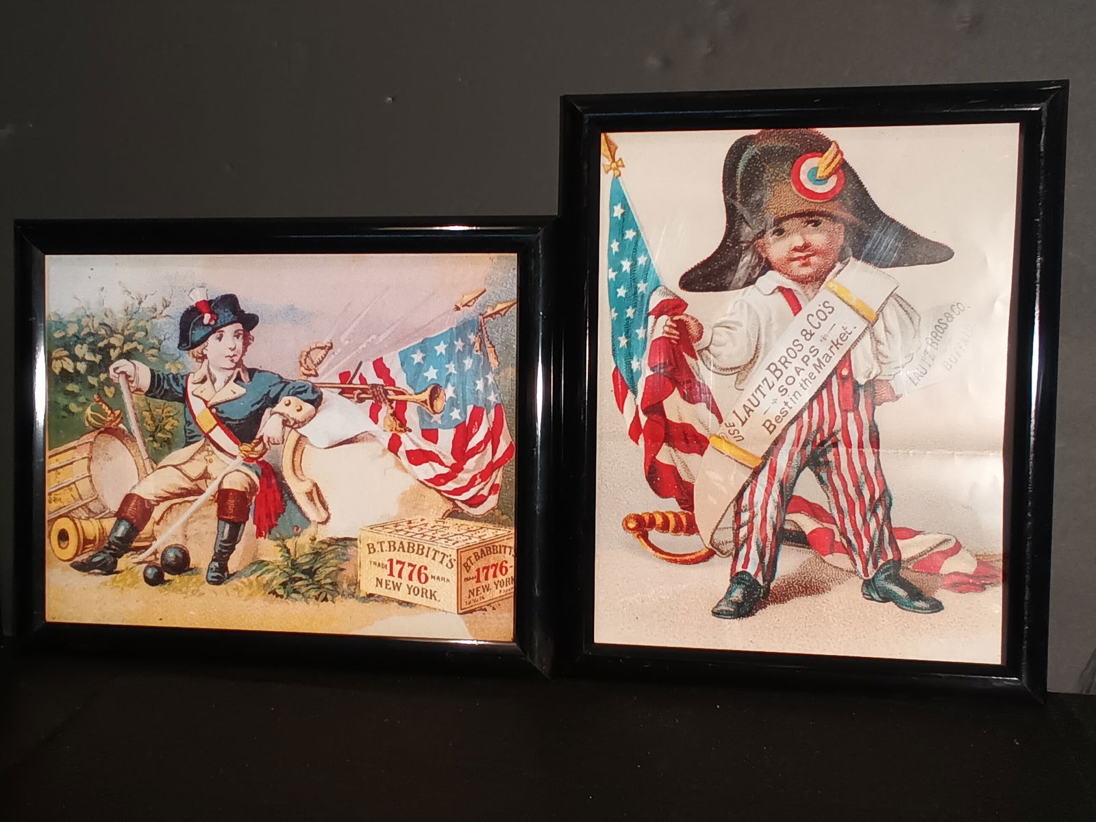 2 Advertisements Patriotic Scenes New York Companies in new frames each 12" x 15" (1 of 3)