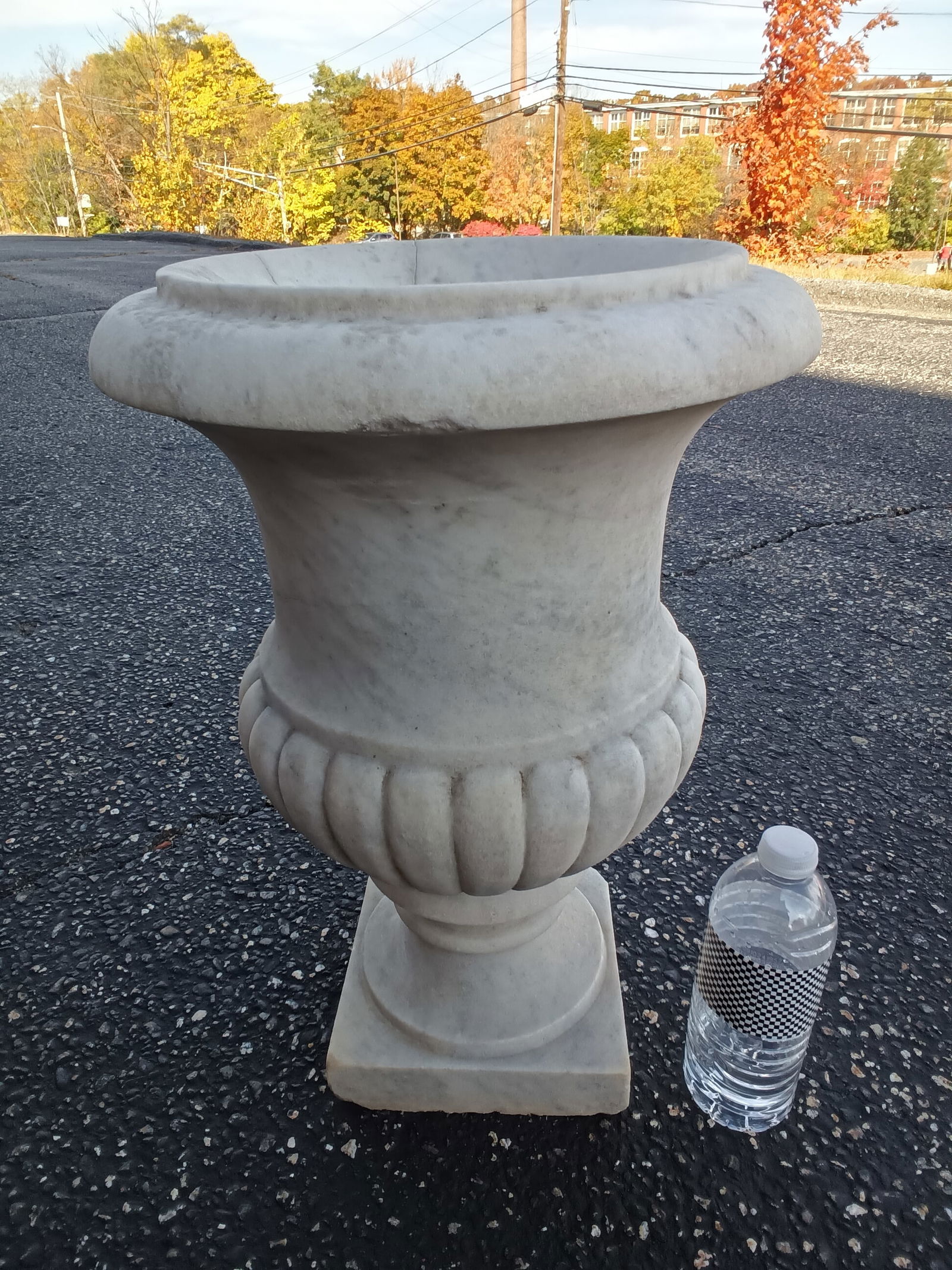 **Late Arrival** Antique Carved Marble Urn / Planter with ribbed design, Circa 1900, 18" High (1 of 9)