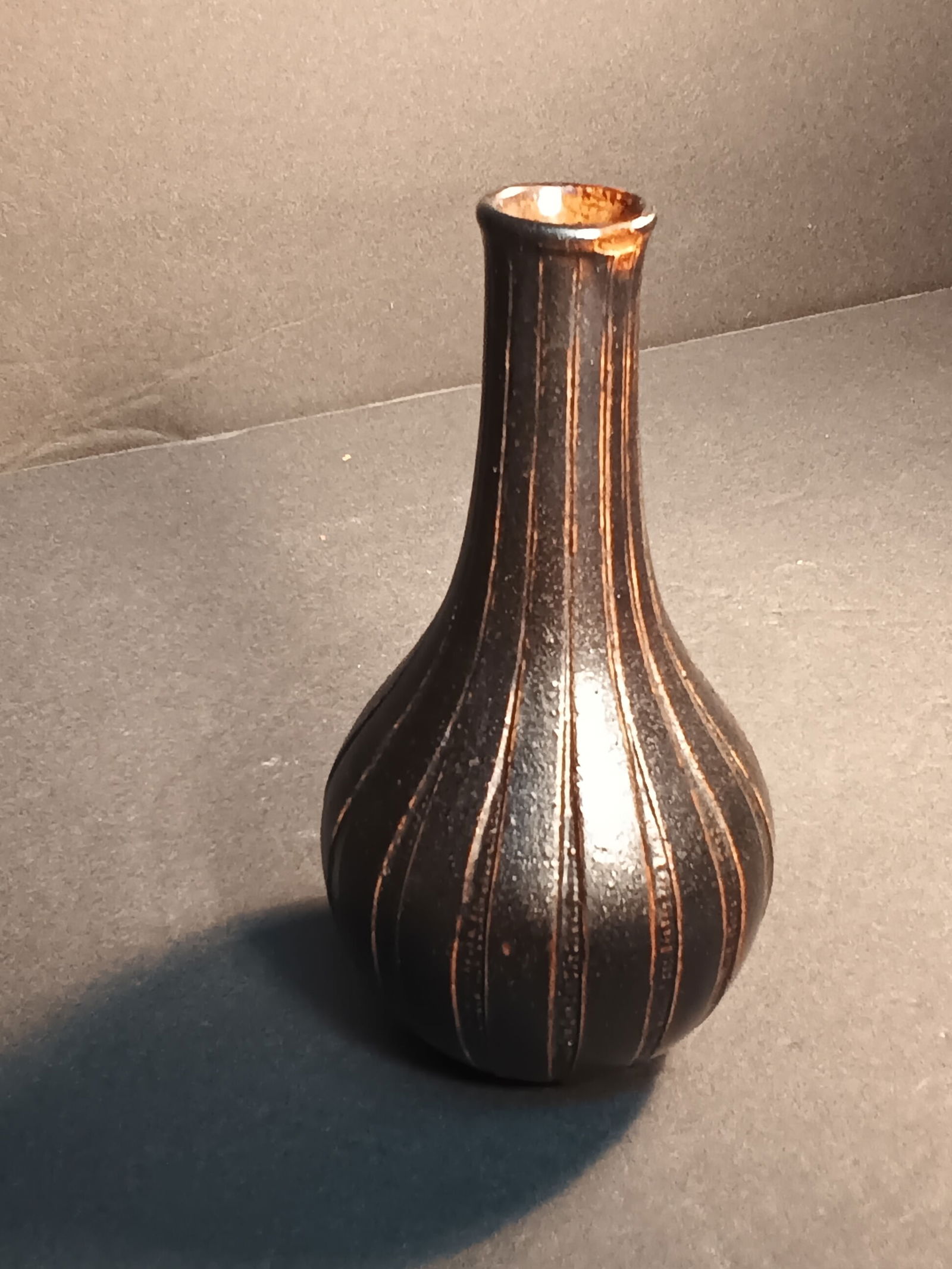 Rare Martin Brothers, London, fluted, ribbed, Salt glaze bud vase, circa 1910 (1 of 6)