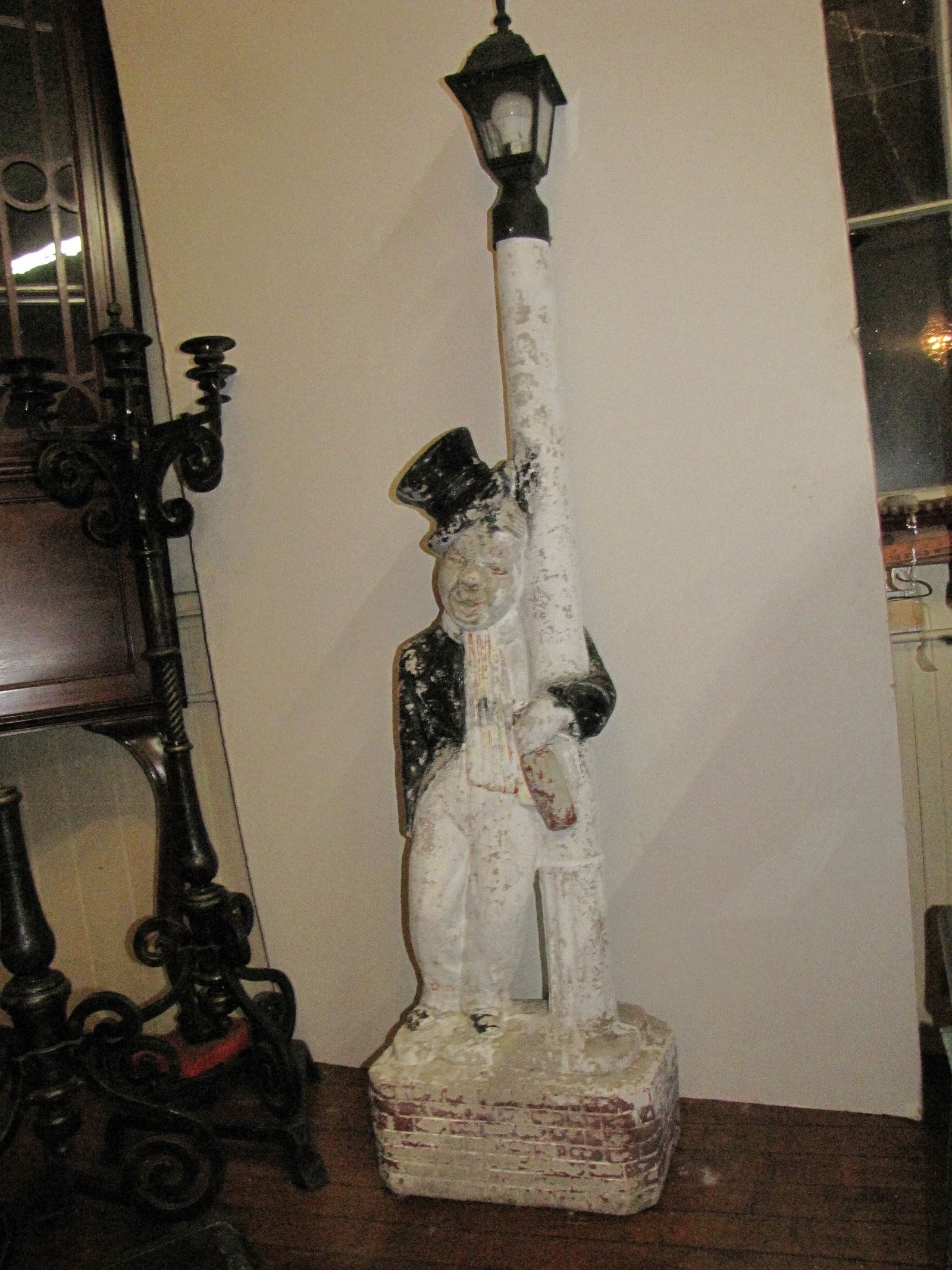 1:2 Scale (1/2 lifesize) Exterior Stone Drunk Charlie as an Outdoor Post Light - Brick Base 70" H: 1:2 Scale (1/2 lifesize) Exterior Stone Drunk Charlie as an Outdoor Post Light - Brick Base 70" High. This hard to find exterior post light is not like any others I have seen on the internet, not only