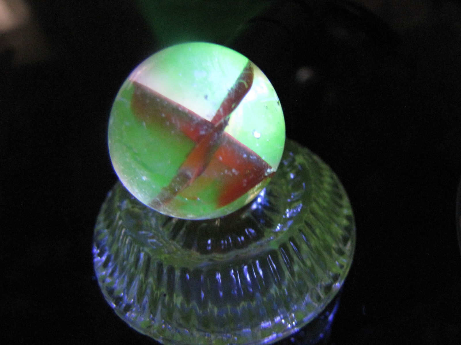 Vintage Glass Marbles - Vintage large 1" Orange Cats Eye Shooter Glower Uranium Glass: Vintage Glass Marbles - Vintage large 1" Orange Cats Eye Shooter Glower Uranium Glass. I only had these marbles left to take photos of and my camera is malfunctioning. I should have these photos poste