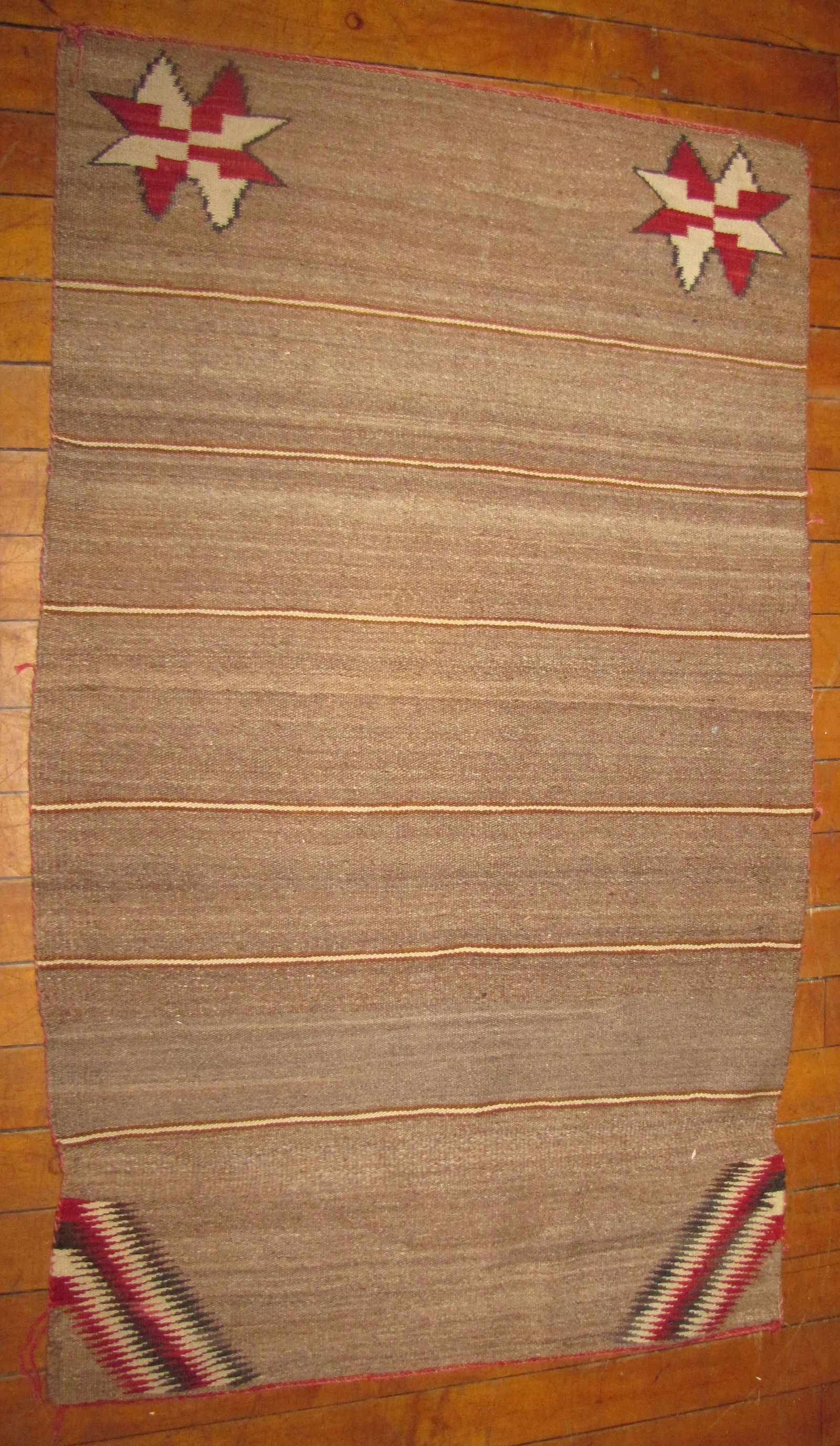 Vintage Navajo Saddle Blanket / Rug with Geometric designs 54" x 32", stretched at 1 end (1 of 14)