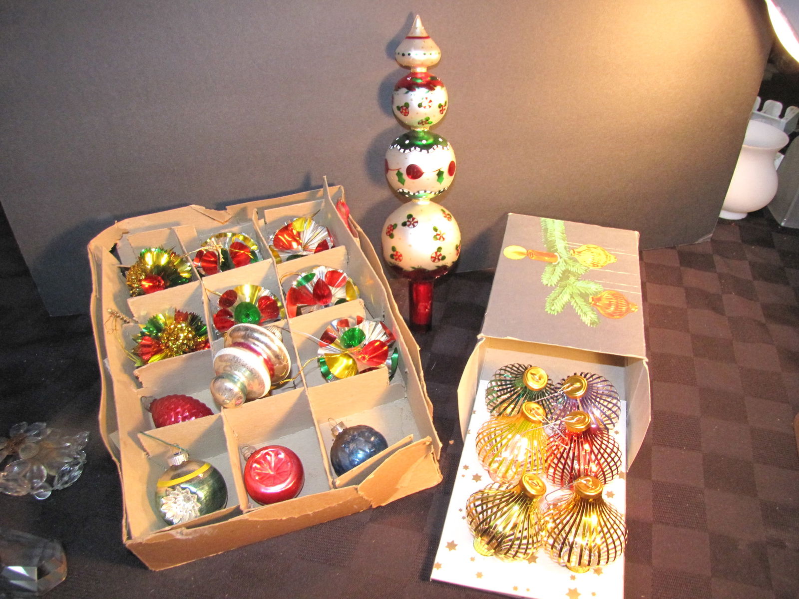 Last Lot TY 4 Bidding- USA Antique & Vintage German Christmas Ornaments- HAPPY HOLIDAYS FROM C.A. (1 of 14)