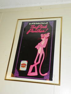 FRAMED REPRODUCTION PINK PANTHER MOVIE POSTER 4368: Reproduction framed Pink Panther movie poster. 33.25"H x 24.25"W.