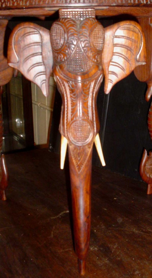 ORNATELY CARVED ELEPHANT END TABLE 13755 - 4