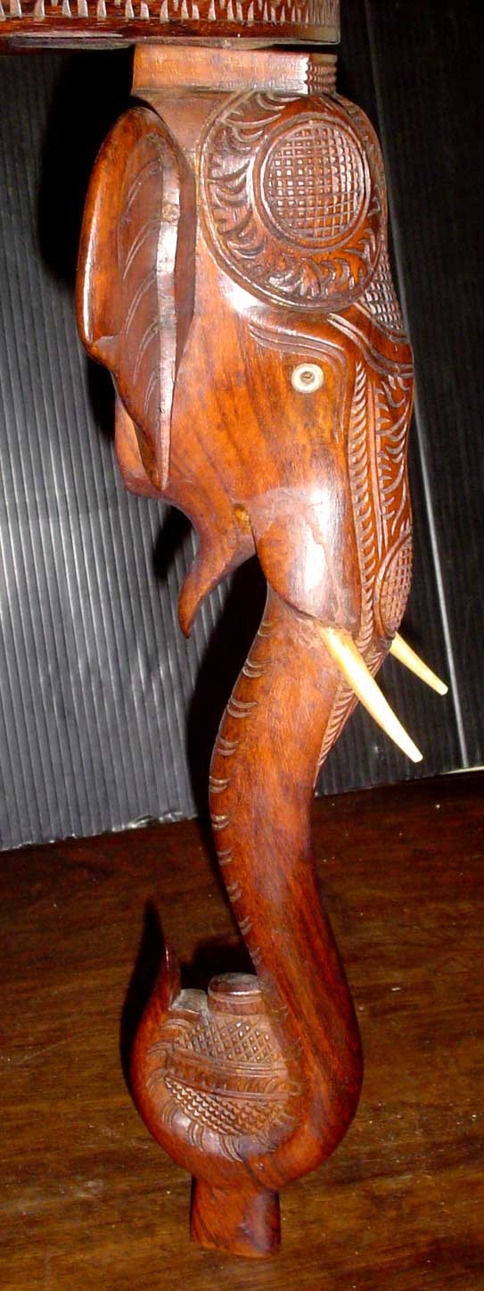 ORNATELY CARVED ELEPHANT END TABLE 13755 - 5