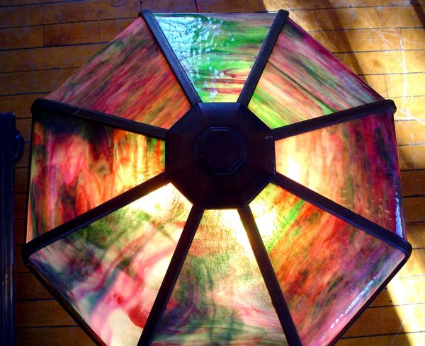 X LG WOOD ARTS & CRAFTS MISSION BENT GLASS LAMP 594 - 3