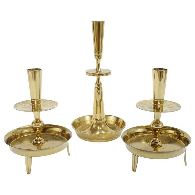 Three Tommi Parzinger Candle Holders: A Trio of Tommi Parzinger Candle Holders