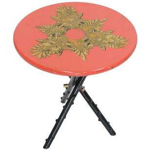 Piero Fornasetti Cocktail Table: A handsome side table by Piero Fornasetti. 14.5 in. H x 14.5 in. diameter