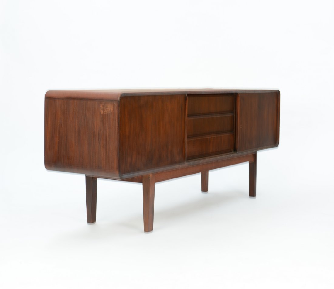 Cleverly Designed, Danish Teak Credenza: Beautiful teak credenza with clean lines and simple structure.Dimensions 27.5 h x 71 w x 17.5 d