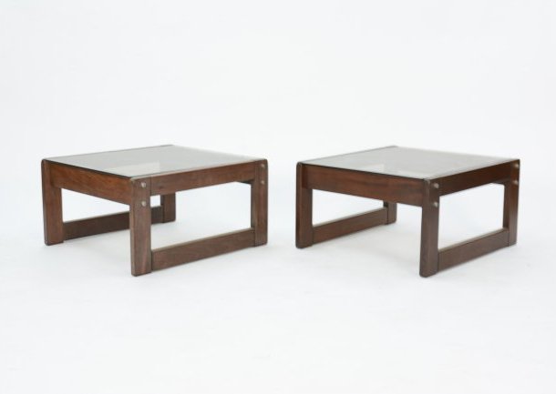 Pair of Percival Lafer Rosewood Glass Side Tables (1 of 3)