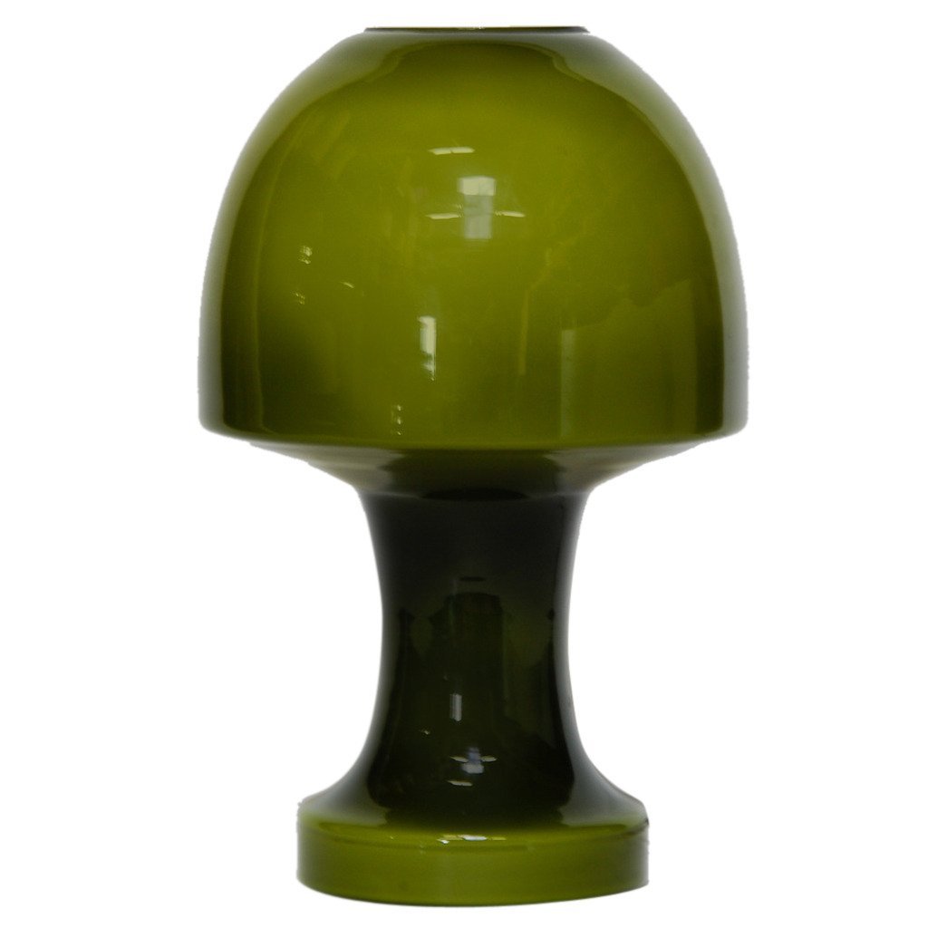 Green Glass Italian Mushroom Lamp, Manner of G. Vistosi (1 of 5)