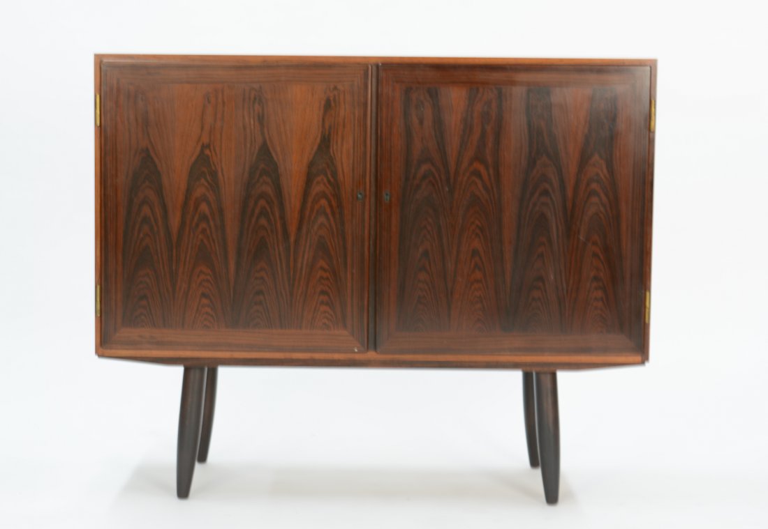 Gunni Omann for Omann Jun Rosewood Two-Door Sideboard: A beautifully-grained Gunni Omann for Omann Jun Rosewood two-door sideboard, Among collectors, Gunni's sideboards remain Omann Jun's most sought after productions. Made from high-quality woods like th