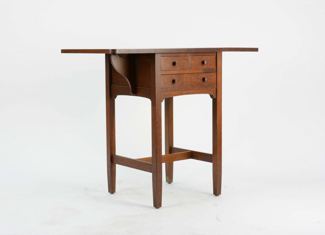 Stickley Brothers Oak Drop Leaf Sewing / End Table