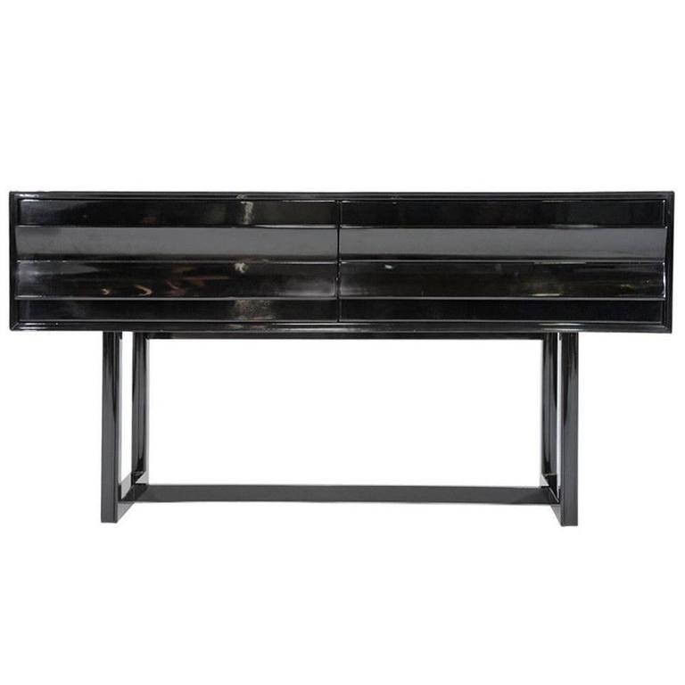 Paul Laszlo Console for Brown and Saltman: A handsome console for Brown and Saltman refinshed in black lacquer