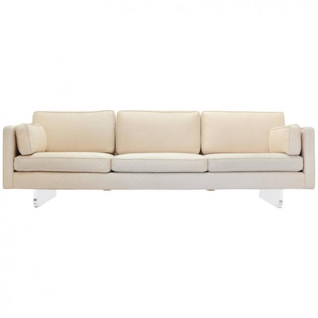 Sofa with Lucite Sled Bases after Charles Hollis Jones (1 of 2)