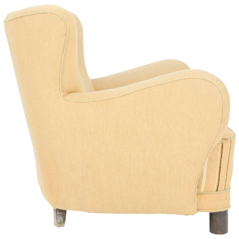 1940s, Flemming Lassen Club Chair: A 1940s, Flemming Lassen club chair in Burlap.30 in.Hx31.5 in.Wx23 in.D14.5 in. seat height