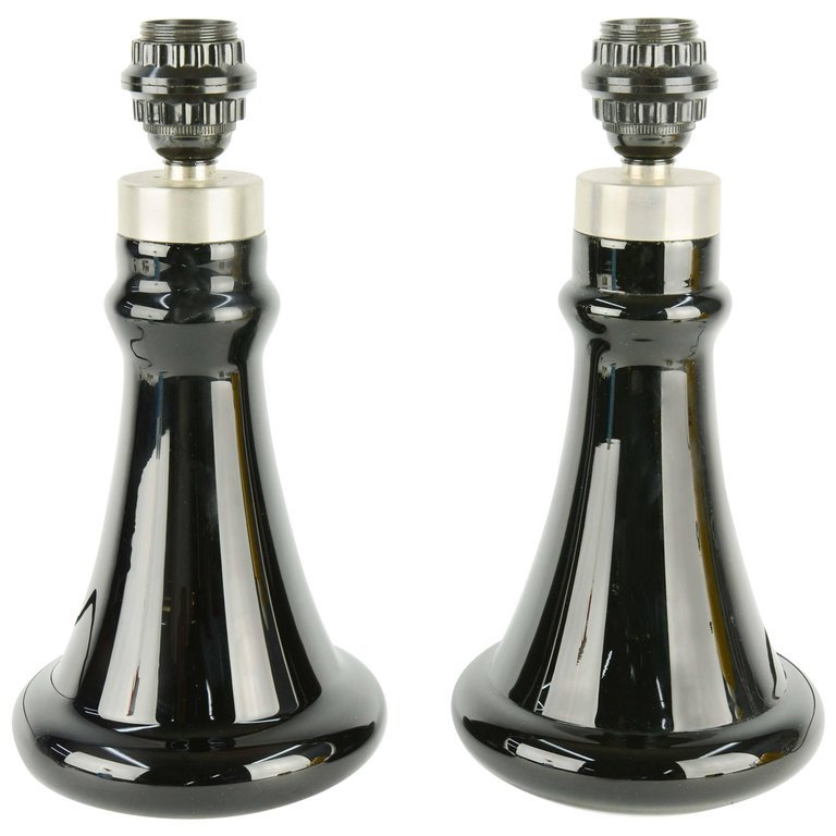 Holmegaard of Denmark Table Lamps Pair by Hsin-Lung: These beauties are designed by luminary Hsin-Lung Lin for Holmegaard of Denmark 1977.