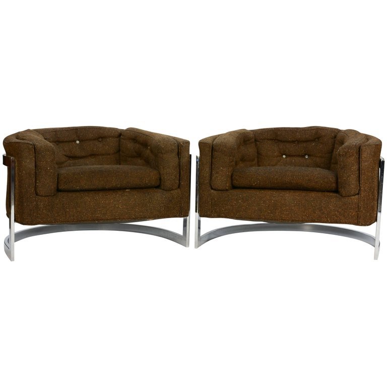 Metropolitan of San Francisco Monumental Club Chairs by: Metropolitan of San Francisco monumental club chairs after Milo Baughman. A design inspired by Baughman's work for Thayer Coggin. These beauties are larger in scale and comfortable to boot.