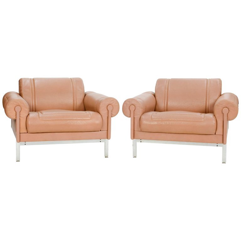 Maison Jansen Club Chairs in Distressed Danish Buffalo (1 of 9)