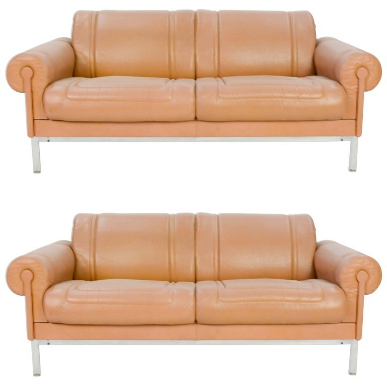 Pair of Maison Jansen Loveseats in Distressed Buffalo (1 of 10)